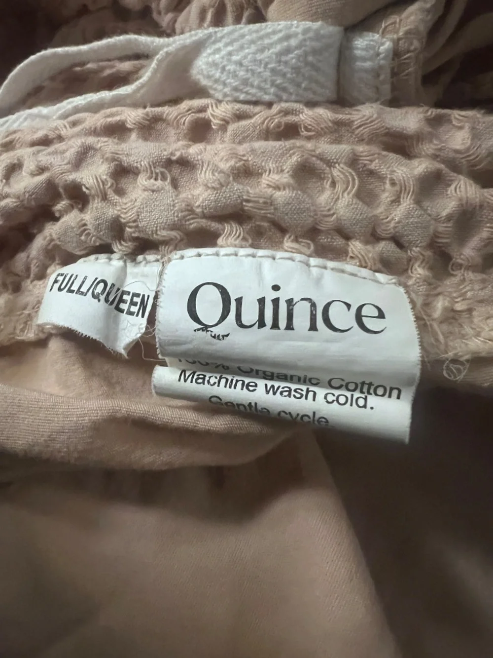 Quince Organic Luxe Honeycomb Duvet Cover Set Queen Full w/shams Sand Tan